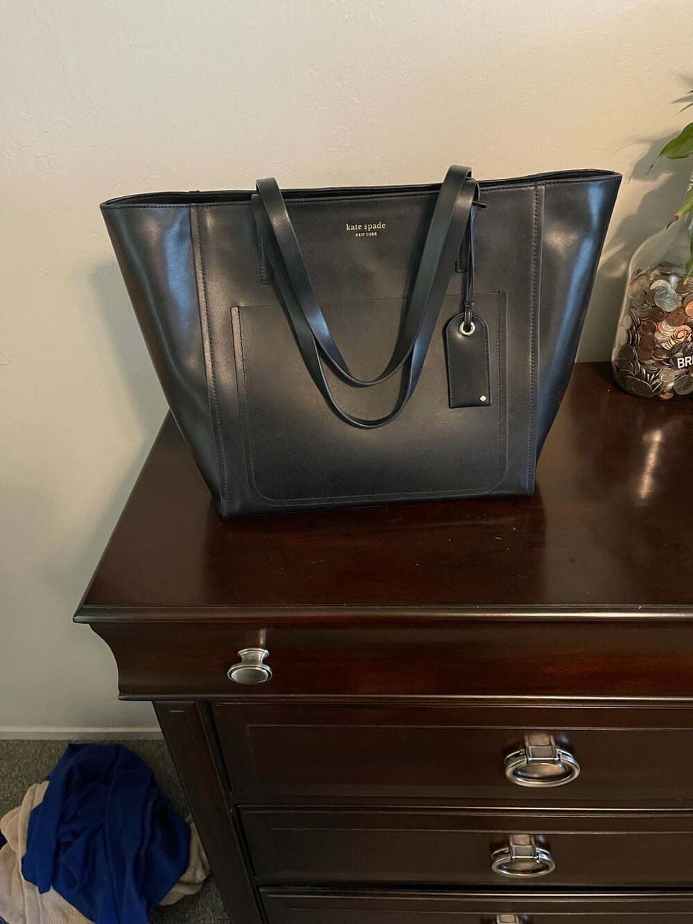 Kate Spade Lalena Large Pocket Black Leather Tote Bag